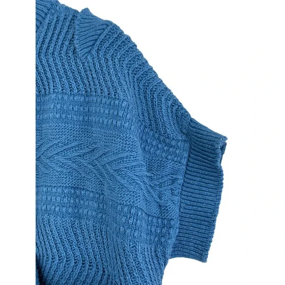 Vintage 1990s Stella McCartney Cerulean Blue Peplum Cardigan Short Sleeve Sz 40